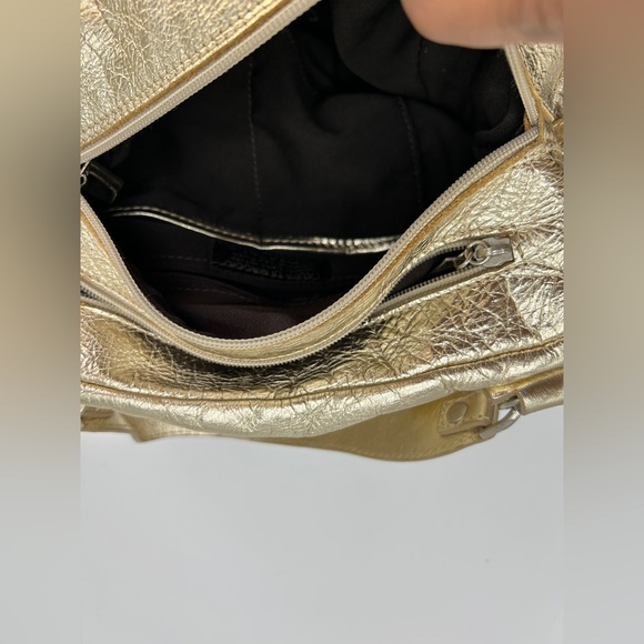 LAURA DI MAGGIO Italy GIANNI NOTARO Designer Metallic Gold Leather Satchel| - Picture 13 of 14